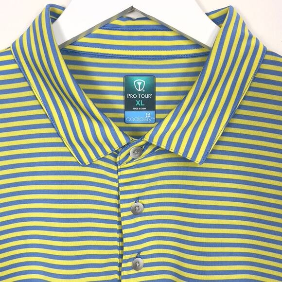 Pro Tour Coolplay Striped Performance Polo - Picture 2 of 5